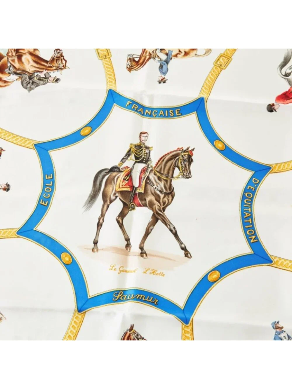 Hermes Silk Scarf Carre 90 Ecole Francaise D'equitation Les General L'hotte 1987 - Picture 2 of 4